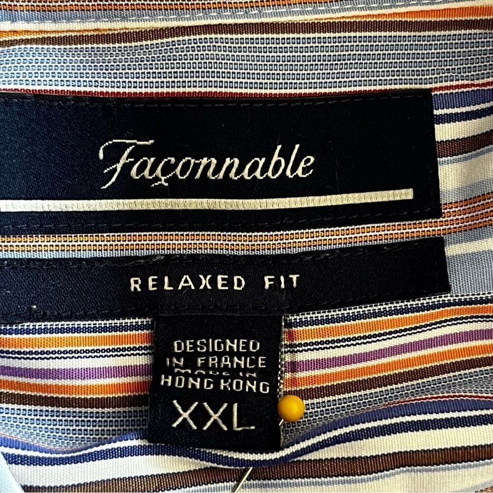 Faconnable Striped Button Relaxed Fit Dress Shirt - Picture 3 of 5